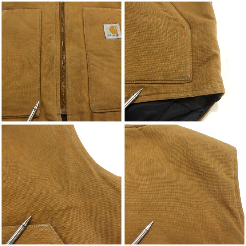 90s USA製 vintage Carhartt 裏地キルティング ダック ベスト メンズ