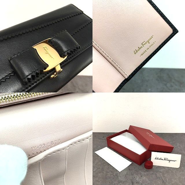 474 送料込み！ 極美品 Salvatore Ferragamo 長財布 ヴァラ ブラック 