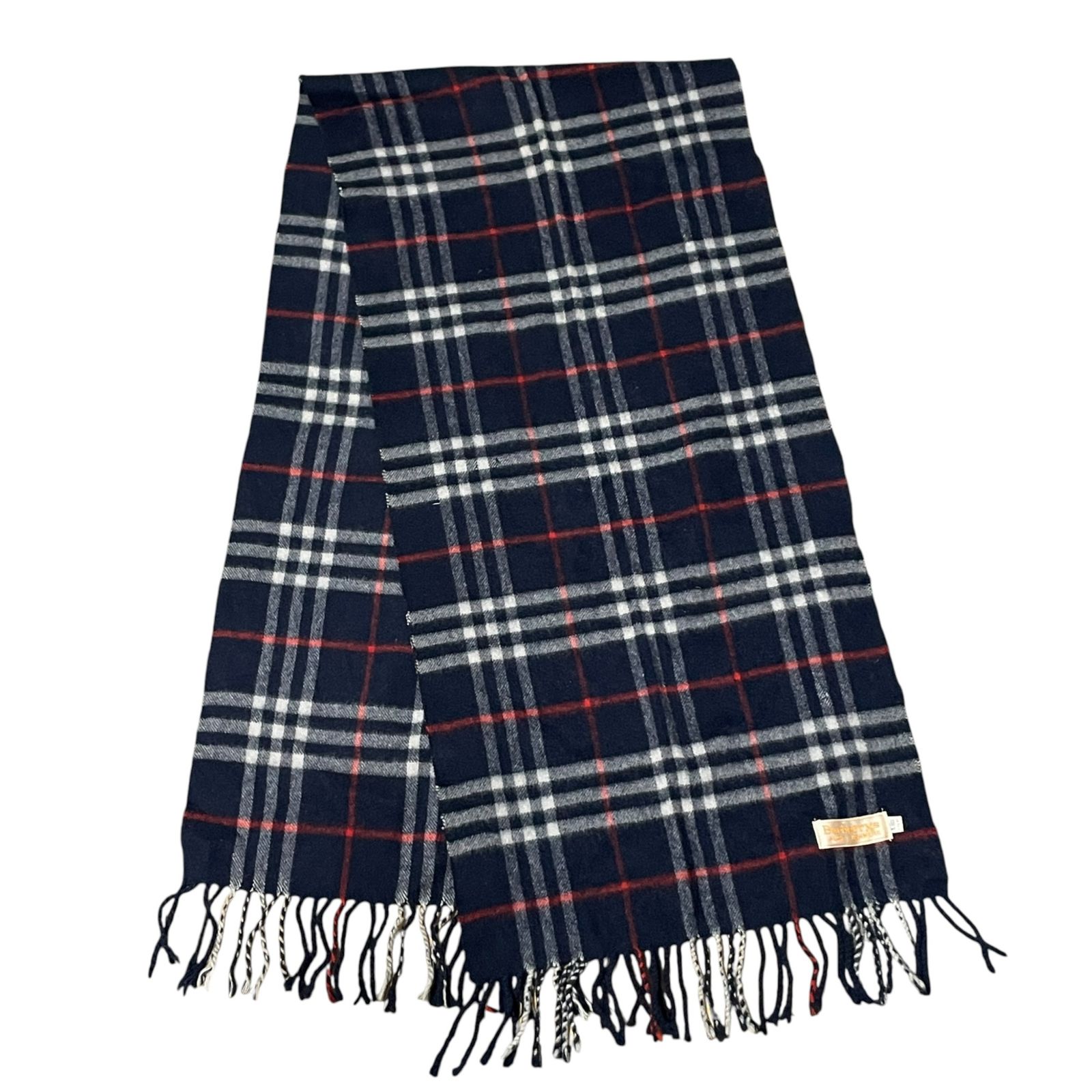 【新品】バーバリーズ　定価25000円　ノバチェックカシミヤマフラー　ネイビー BURBERRY（バーバリー） Burberrys ノバチェック カシミヤ マフラー