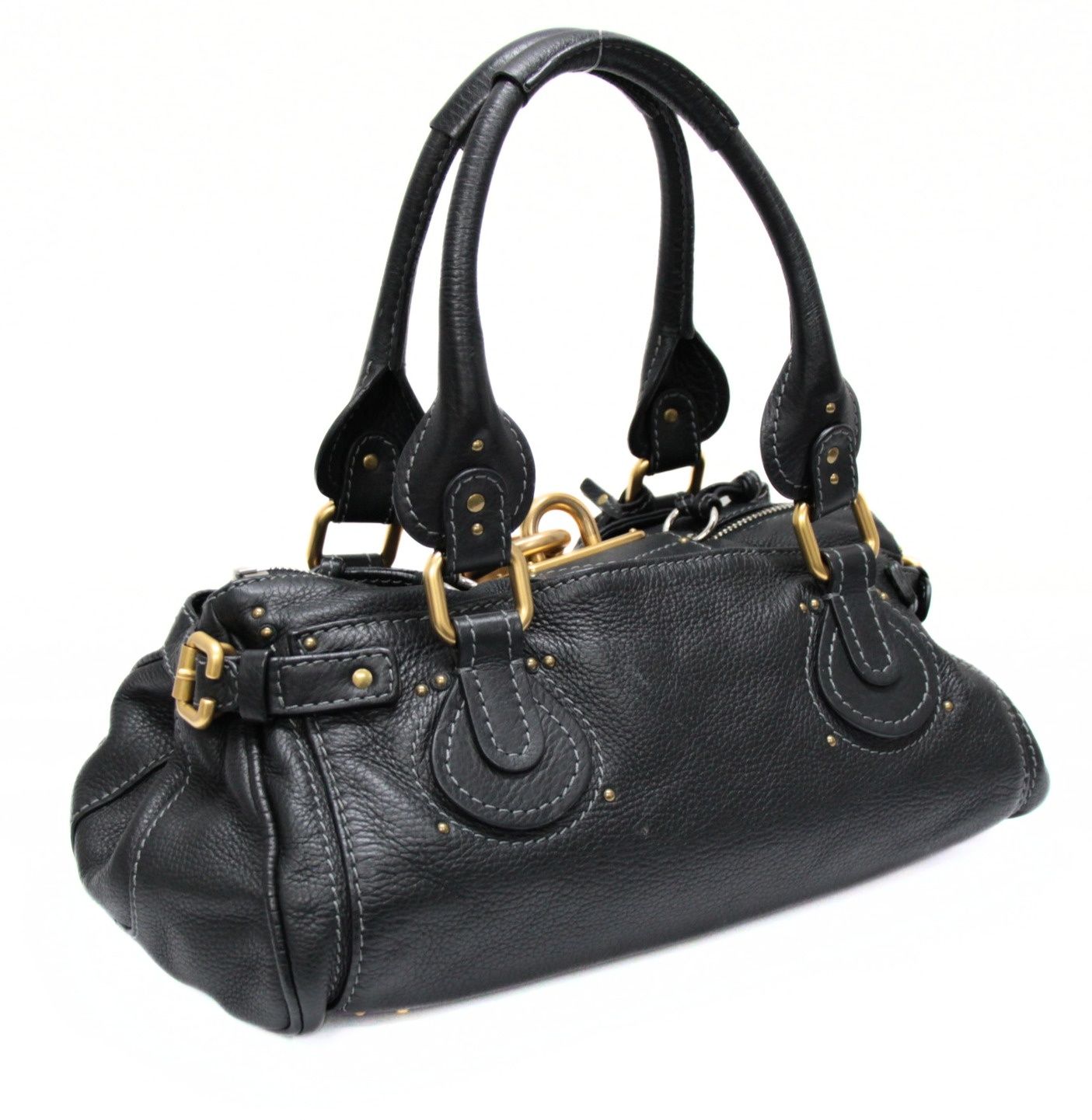 美品 クロエ CHLOE パディントン ハンドバッグ ミディアム レザー 黒
