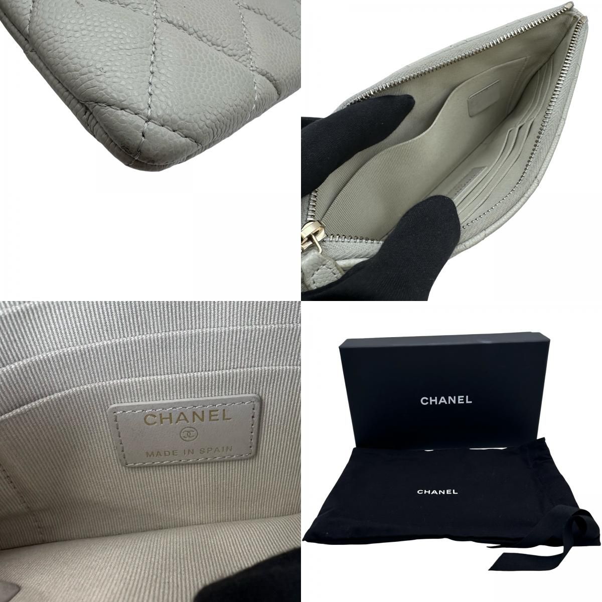 シャネル CHANEL ポーチビジューCCジップ AP4190 ライトグレー 