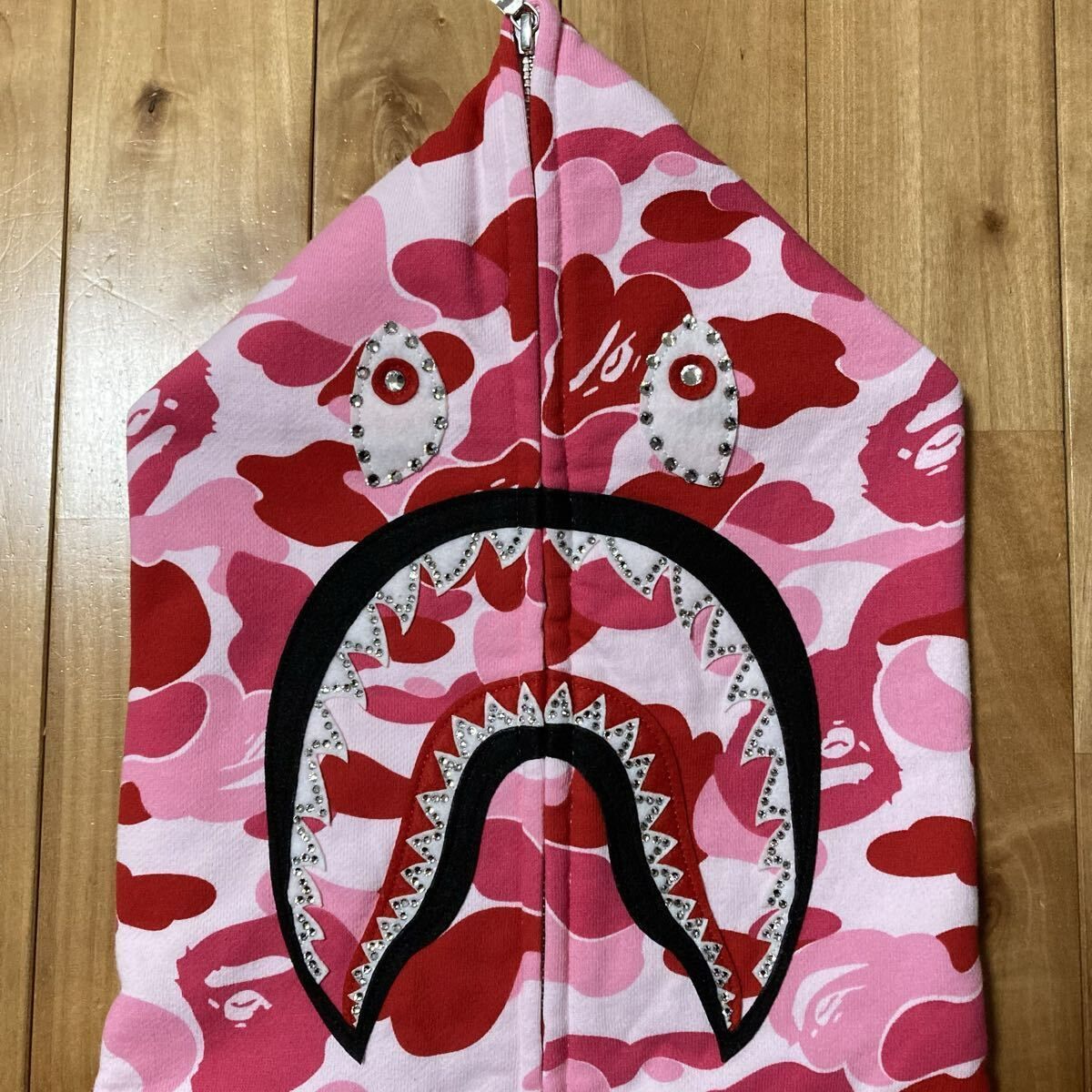 【完売品】A BATHING APE CRYSTAL STONE パーカー ☆2XL☆ CRYSTAL STONE ABC CAMO PINK シャーク パーカー shark full