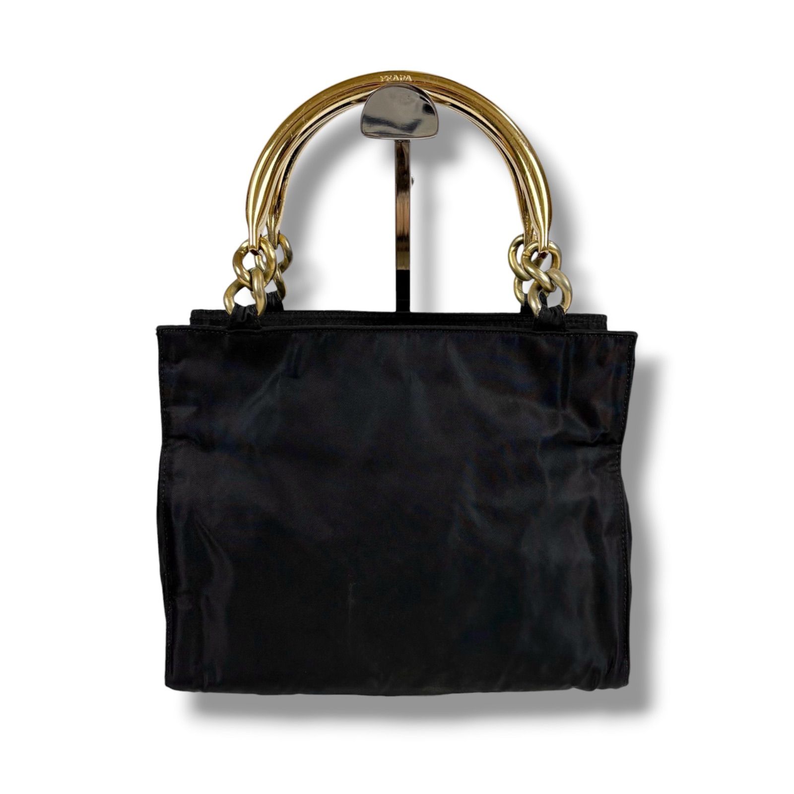プラダ PRADA トライアングルロゴ メタルハンドルバッグ テスート