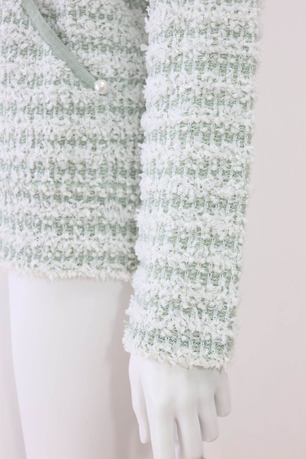 René（ルネ）ツイードニットカーディガン Rene フード付きニットツイードカーディガン 6212340 2022年商品 黄緑