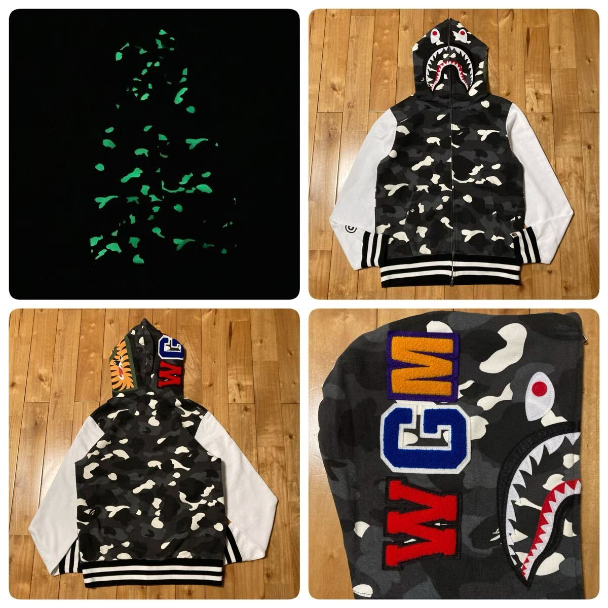 ☆蓄光☆ City Camo シャーク パーカー Mサイズ shark full zip hoodie 