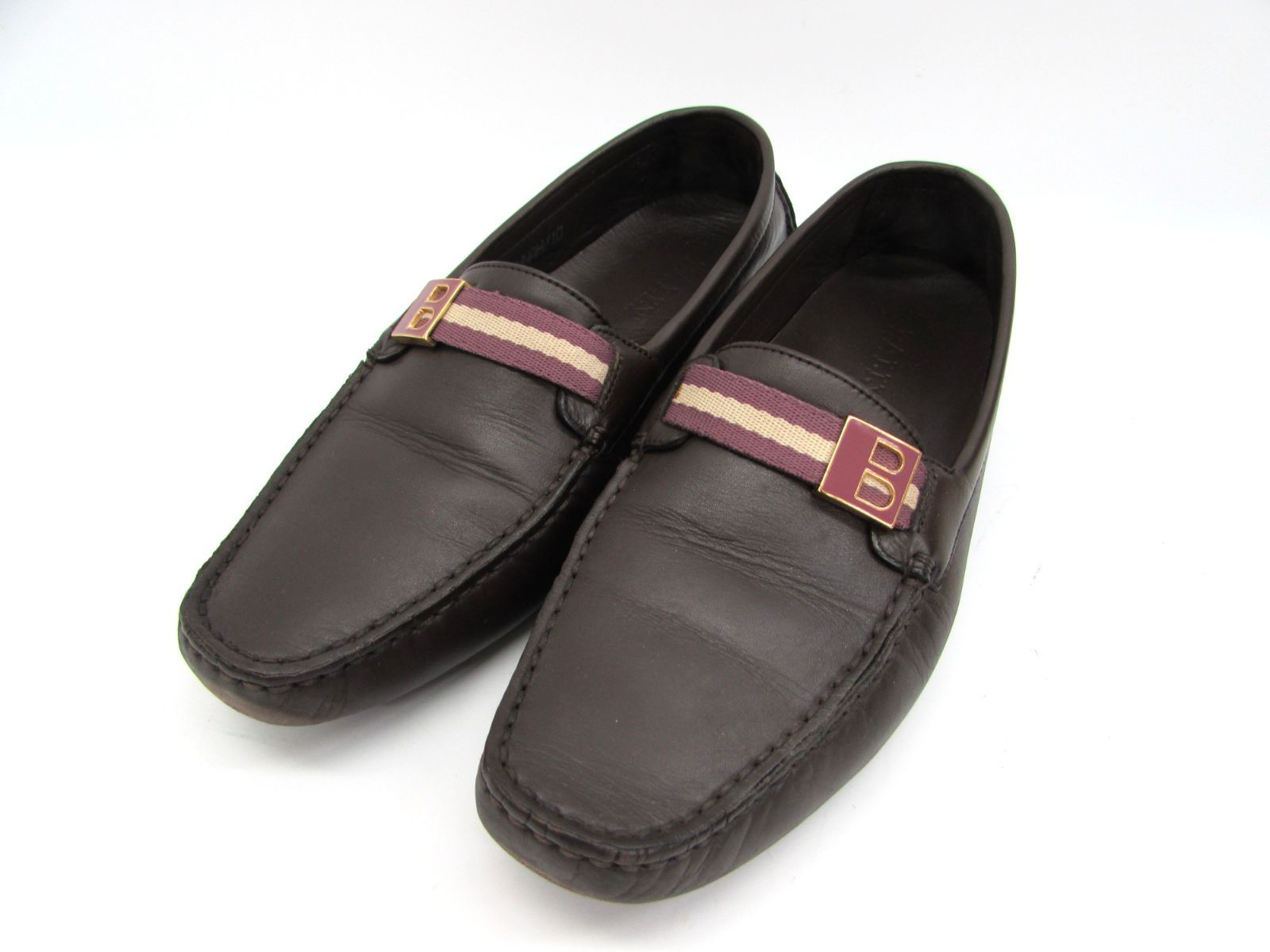 BALLY バリー ローファー モカシン レザーシューズ ブラウン×パープル 