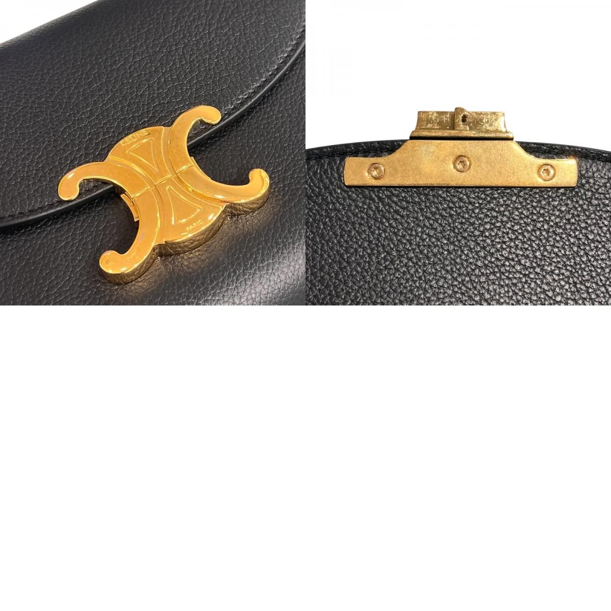 セリーヌ CELINE ティーン 二ノ バッグ 118113 ブラック/ゴールド金具 カーフ レディース ショルダーバッグ セリーヌ CELINE ティーン 二ノ バッグ 118113 ブラック/ゴールド金具