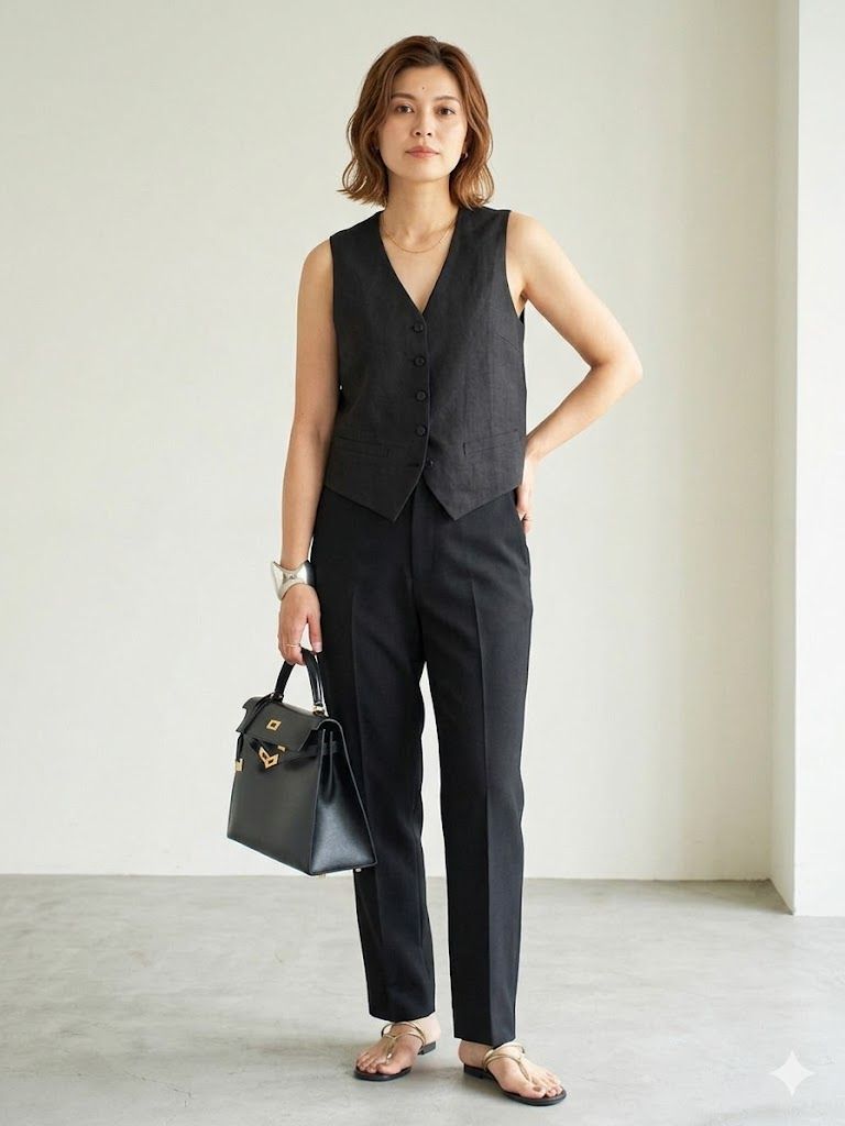 美品　EVERYDAY I LIKE. リネンベスト　ブラック ドゥーズィエムクラス Deuxieme Classe EVERYDAY I LIKE Linen Vest