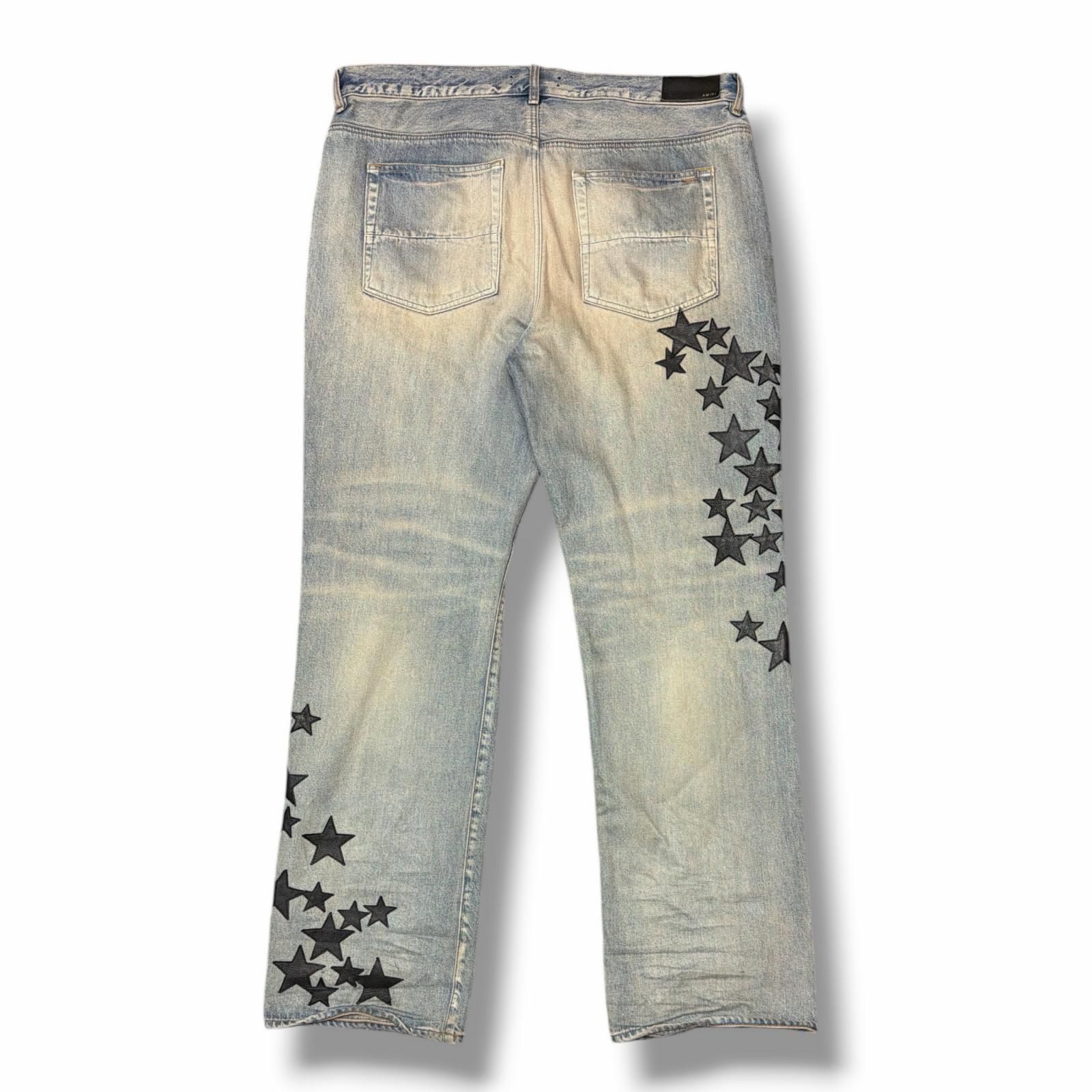 AMIRI LEATHER STAR STRAIGHT JEAN レザースターパッチジーンズ デニム