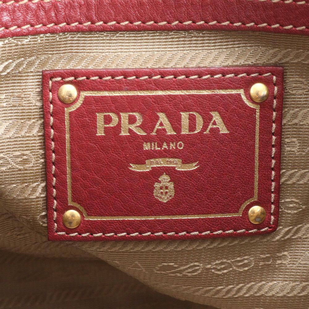 プラダ ロゴ ジャガード レザー 2WAY ショルダーバッグ 斜め掛け ハンド トート ゴールド 金具 レディース RWE DW12-8 PRADA - プラダ ロゴ ジャガード レザー 2WAY ショルダーバッグ 斜め