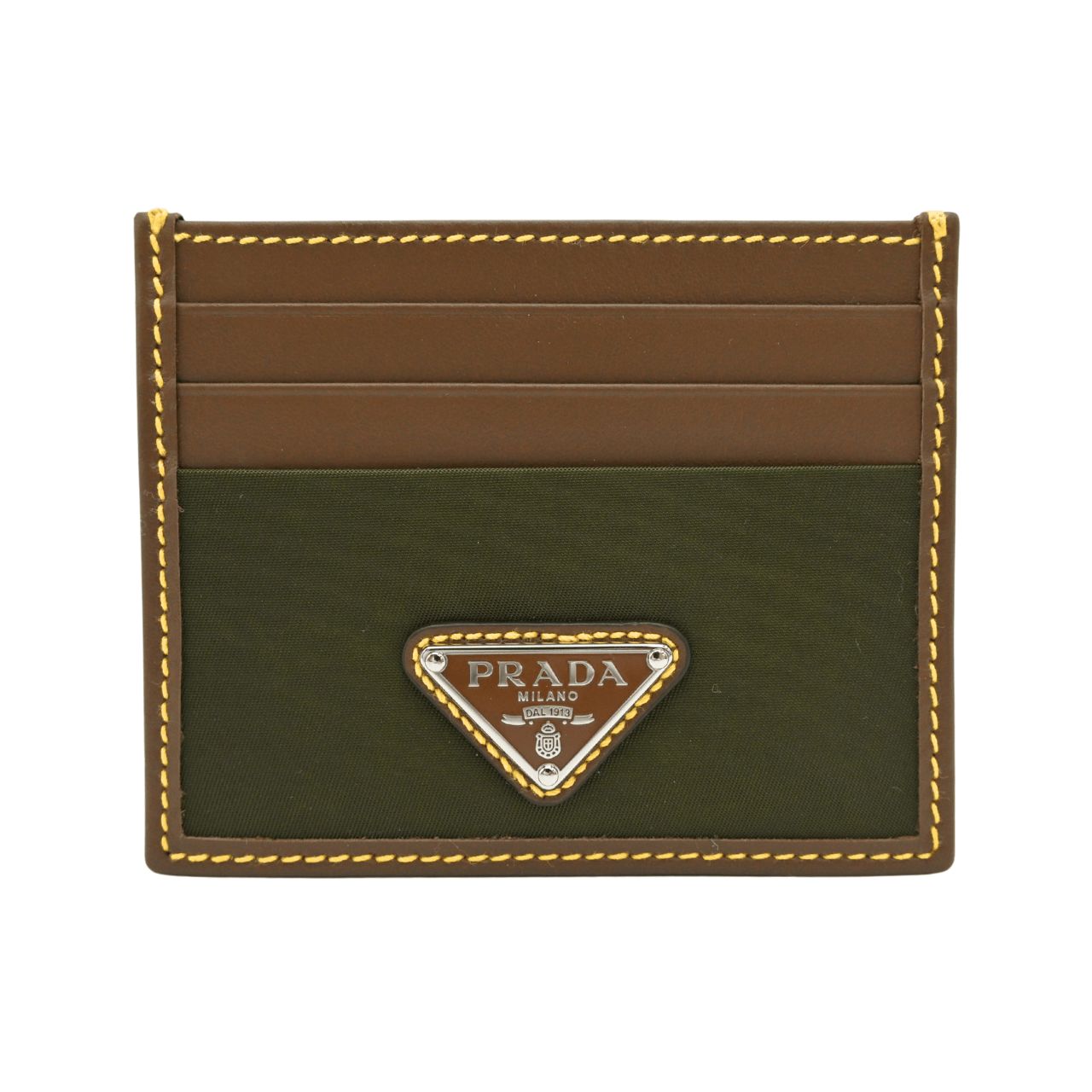 PRADA プラダ カードケース ナイロン レザー クレジットカード入れ パスケース カーキ ブラウン (30306)