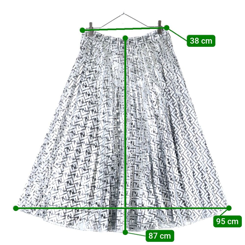 FENDI (フェンディ) ズッカ総柄プリント ホイル プリーツ ロング  