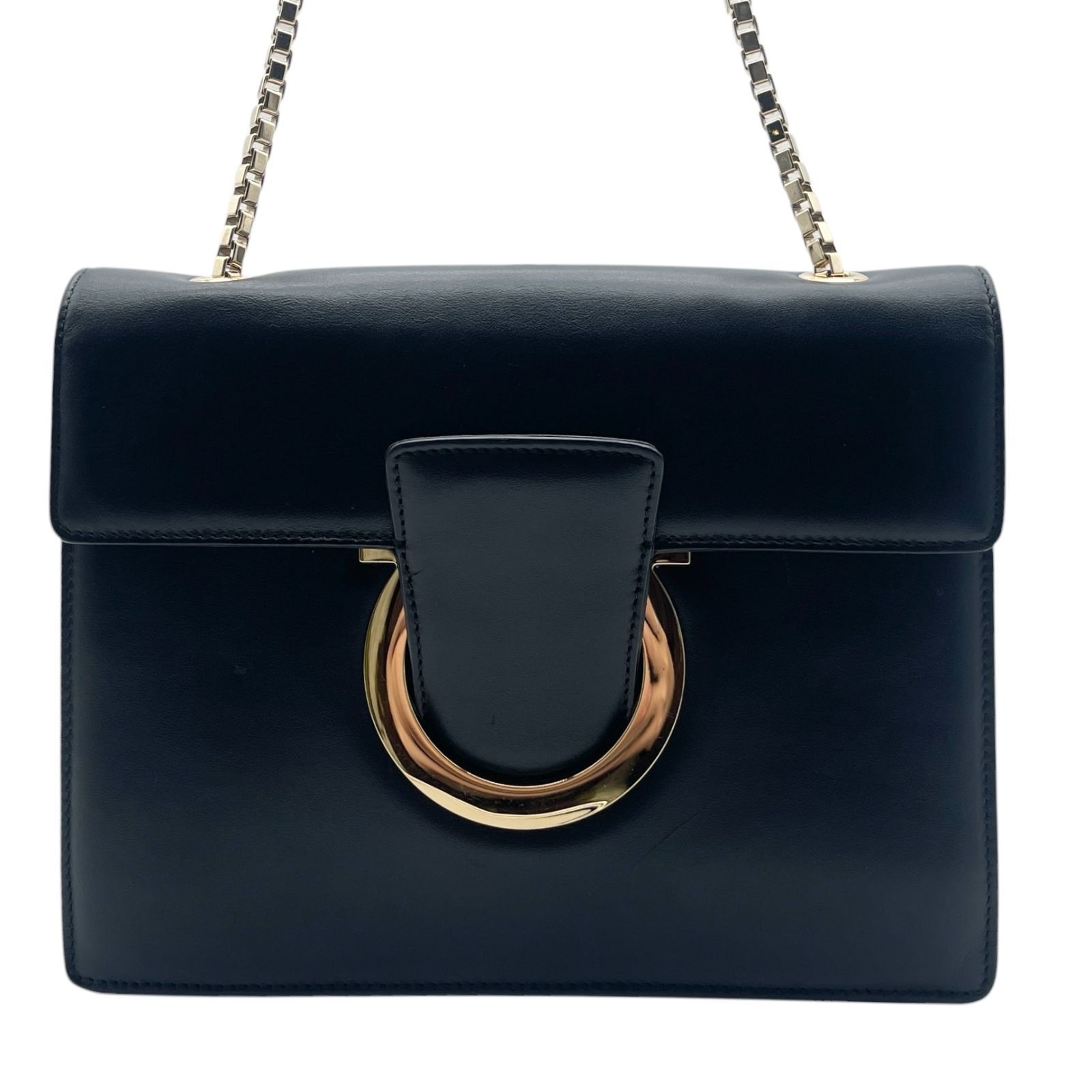 訳あり★サルヴァトーレフェラガモ チェーンショルダーバッグ ガンチーニ 保存袋付 FERRAGAMO（フェラガモ） サルヴァトーレ GANCINI ショルダーバッグ