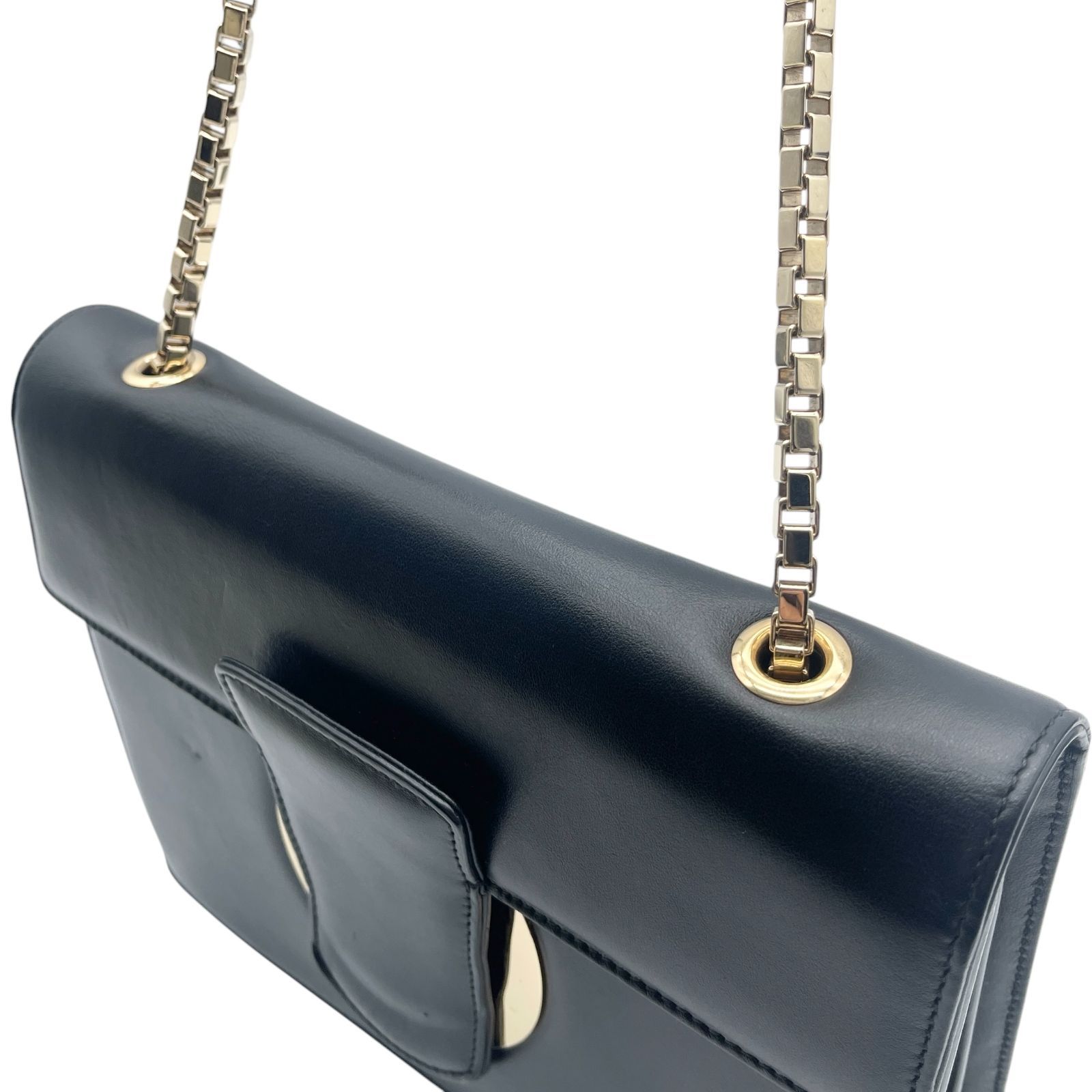 FERRAGAMO/SalvatoreFerragamo(サルバトーレフェラガモ) ショルダーバッグ美品  タリア DH-21F893 黒 チェーンショルダー レザー Salvatore Ferragamo - FERRAGAMO/SalvatoreFerragamo(サルバトーレ