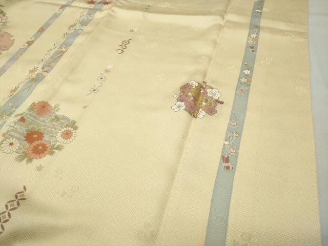 平和屋着物○訪問着 駒刺繍 絞り 雪輪花文 金銀彩 正絹 逸品