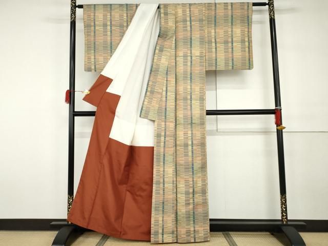 平和屋着物●お召　横段間道　正絹　逸品　AABH3711cs 平和屋着物○お召 横段間道 正絹 逸品 AABH3711cs - メルカリ