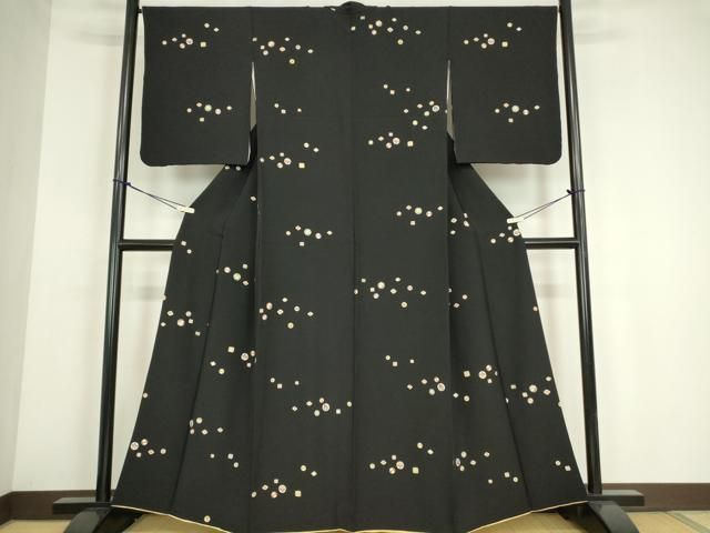 平和屋着物●上質な小紋　宝尽くし吉祥文　黒地　金彩　正絹　逸品　DABE4034az 平和屋着物○上質な小紋 宝尽くし吉祥文 黒地 金彩 正絹 逸品
