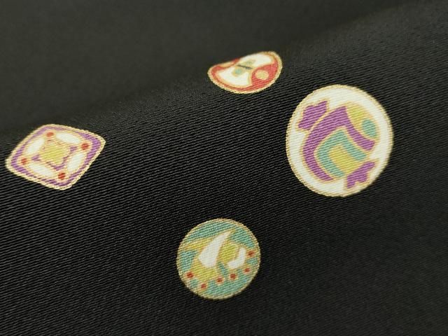 平和屋着物●上質な小紋　宝尽くし吉祥文　黒地　金彩　正絹　逸品　DABE4034az 平和屋着物○上質な小紋 宝尽くし吉祥文 黒地 金彩 正絹 逸品