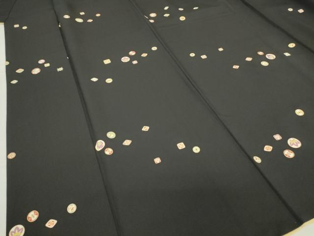 平和屋着物●上質な小紋　宝尽くし吉祥文　黒地　金彩　正絹　逸品　DABE4034az 平和屋着物○上質な小紋 宝尽くし吉祥文 黒地 金彩 正絹 逸品