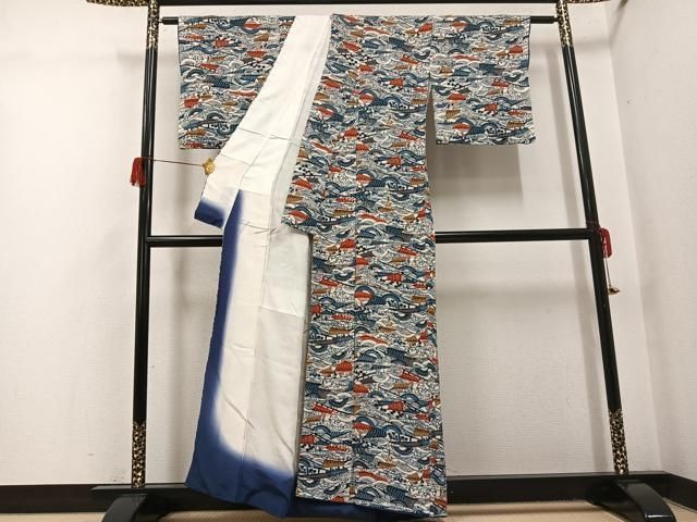 平和屋着物●上質な小紋　紅型　立波船文　正絹　逸品　AABH5400ph 平和屋着物○上質な小紋 紅型 立波船文 正絹 逸品 AABH5400ph - メルカリ