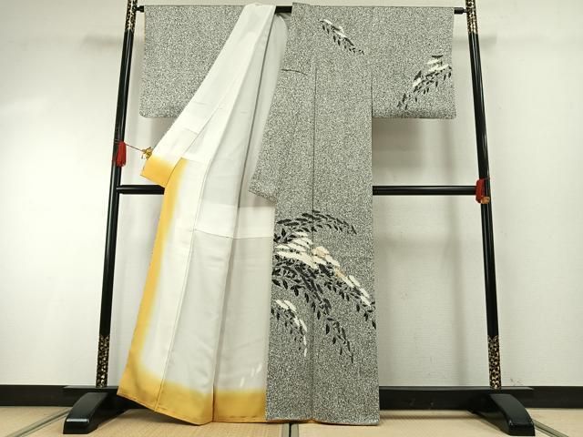 平和屋着物●訪問着　駒刺繍　枝菊文　たたき染め　正絹　逸品　AABH4733fy 平和屋着物○訪問着 駒刺繍 枝菊文 たたき染め 正絹 逸品 AABH4733fy