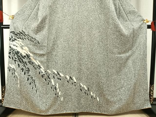 平和屋着物●訪問着　駒刺繍　枝菊文　たたき染め　正絹　逸品　AABH4733fy 平和屋着物○訪問着 駒刺繍 枝菊文 たたき染め 正絹 逸品 AABH4733fy