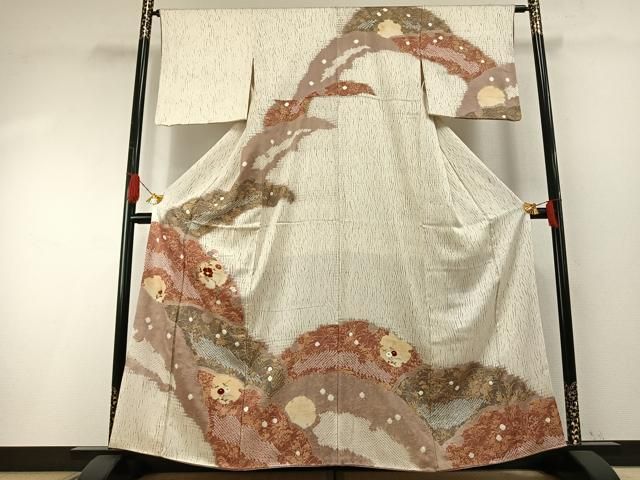 平和屋着物●訪問着　絞り　刺繍　草花文　金糸　金彩　正絹　逸品　AABH4736fy 平和屋着物○訪問着 絞り 刺繍 草花文 金糸 金彩 正絹 逸品 AABH4736fy