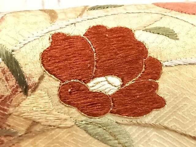 平和屋着物●訪問着　絞り　刺繍　草花文　金糸　金彩　正絹　逸品　AABH4736fy 平和屋着物○訪問着 絞り 刺繍 草花文 金糸 金彩 正絹 逸品 AABH4736fy