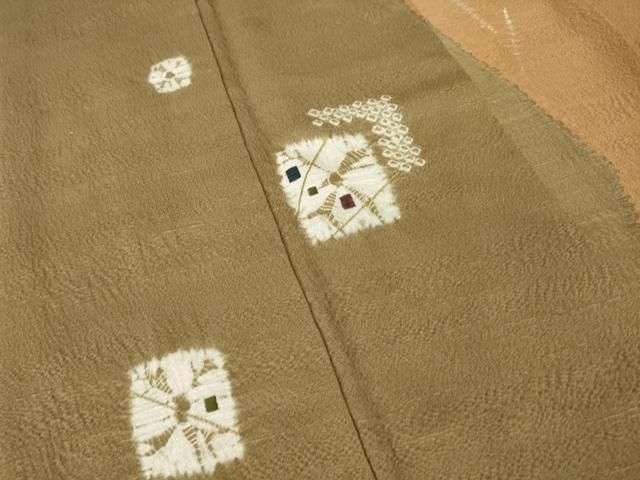 平和屋着物●訪問着　絞り　刺繍　色紙重ね文　金糸　正絹　逸品　AABH5849ck 平和屋着物○訪問着 絞り 刺繍 色紙重ね文 金糸 正絹 逸品 AABH5849ck