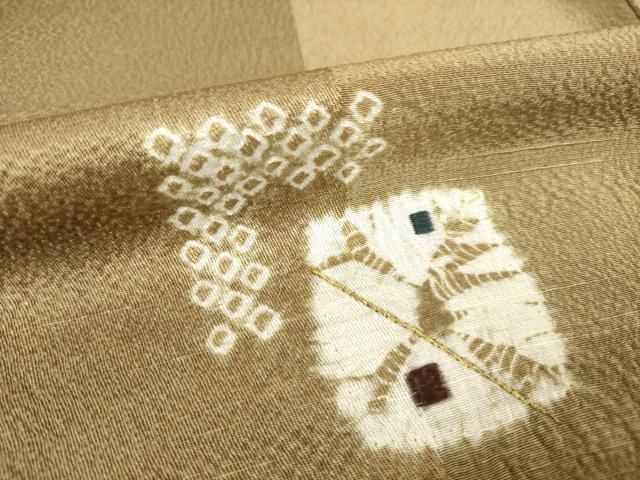 平和屋着物○訪問着 絞り 刺繍 色紙重ね文 金糸 正絹 逸品 AABH5849ck