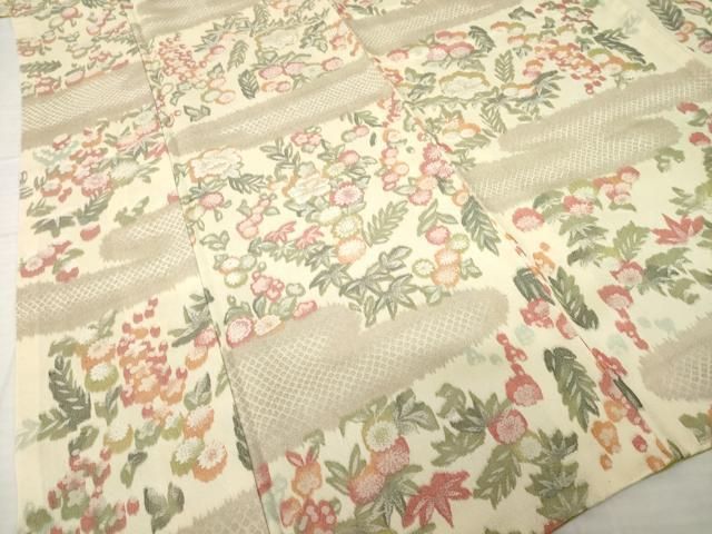 平和屋着物●お召　エ霞草花文　正絹　逸品　AABH5856ck 平和屋着物○お召 エ霞草花文 正絹 逸品 AABH5856ck - メルカリ