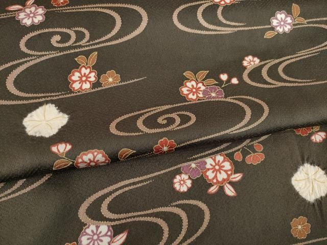平和屋着物●上質な小紋　絞り　流水花文　金彩　正絹　逸品　AABH5859ck 平和屋着物○上質な小紋 絞り 流水花文 金彩 正絹 逸品 AABH5859ck