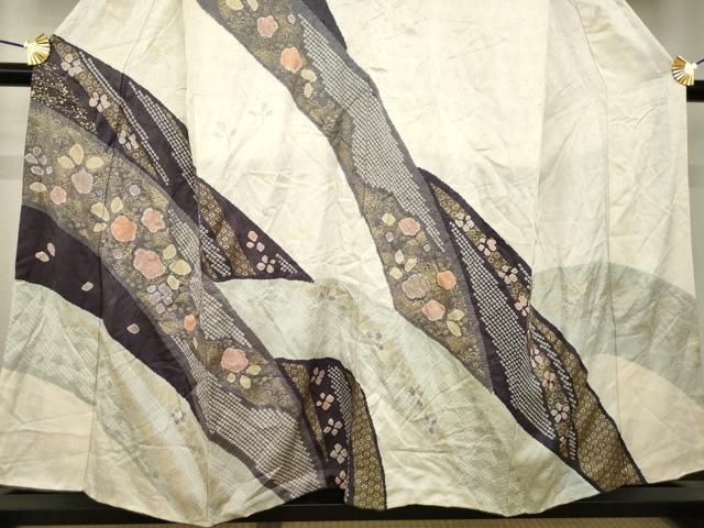平和屋着物●訪問着　絞り　流水花文　金彩　正絹　逸品　AABH5866ck 平和屋着物○訪問着 絞り 流水花文 金彩 正絹 逸品 AABH5866ck