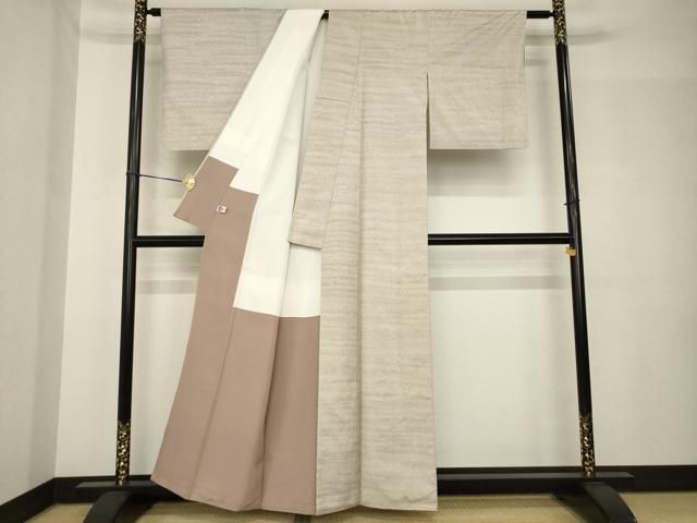 平和屋着物●上質な小紋　紬地　霞文　暈し染め　正絹　逸品　AABH5875ck 平和屋着物○上質な小紋 紬地 霞文 暈し染め 正絹 逸品 AABH5875ck