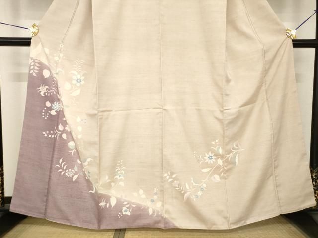 平和屋着物●訪問着　紬地　花唐草文　暈し染め　正絹　逸品　AABH7056ck 平和屋着物○訪問着 紬地 花唐草文 暈し染め 正絹 逸品 AABH7056ck