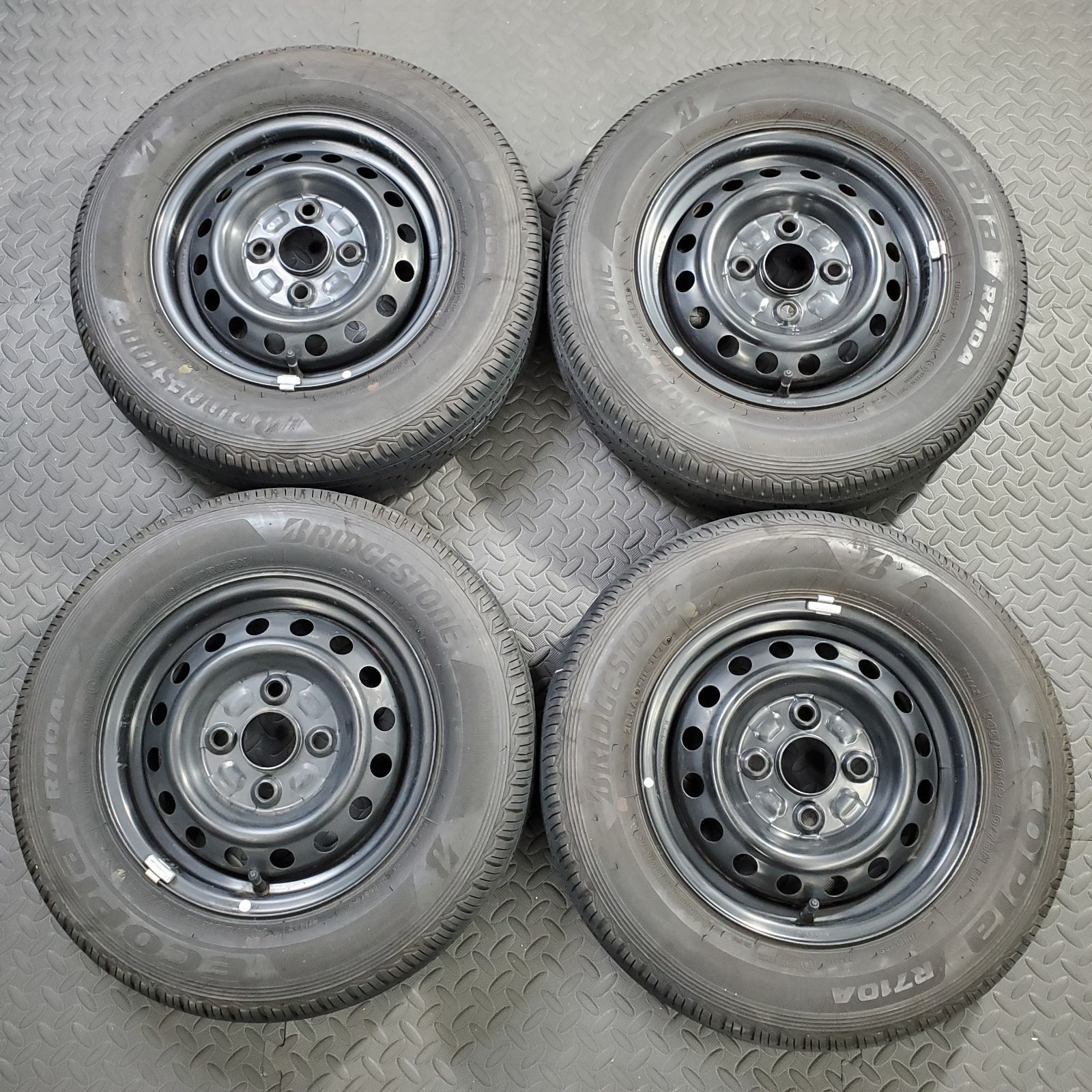 夏タイヤ 軽トラ 軽バン 新古品 新車外し ブリヂストン エコピア R710A 145/80R12 80/78N スチール 4本セット 美品 エコピア ブリヂストン ECOPIA R710 r710 軽トラック 軽バン 商用車