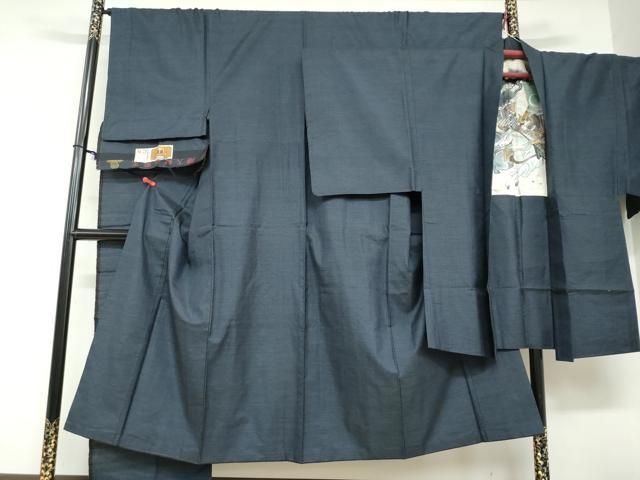 平和屋着物●男性 本場大島紬 アンサンブル 長羽織 80亀甲 総詰め 証紙付き 正絹 逸品 DABD9273ud