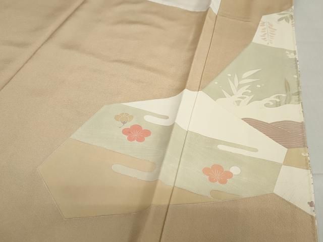 平和屋着物○豪華色留袖 駒刺繍 流水草花文 金彩 正絹 逸品 DABD9330ud