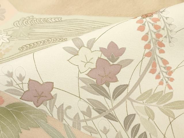 平和屋着物●豪華色留袖　駒刺繍　流水草花文　金彩　正絹　逸品　DABD9330ud 平和屋着物○豪華色留袖 駒刺繍 流水草花文 金彩 正絹 逸品 DABD9330ud