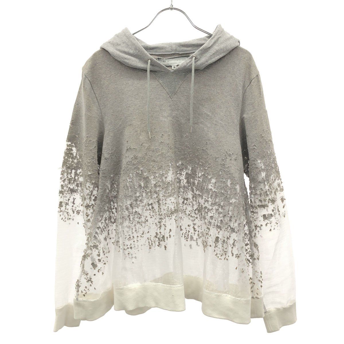 ANREALAGE アンリアレイジ 19SS クリアグラデーションスウェットパーカー  グレー×ホワイト 38 ANREALAGE アンリアレイジ 19SS クリアグラデーションスウェット