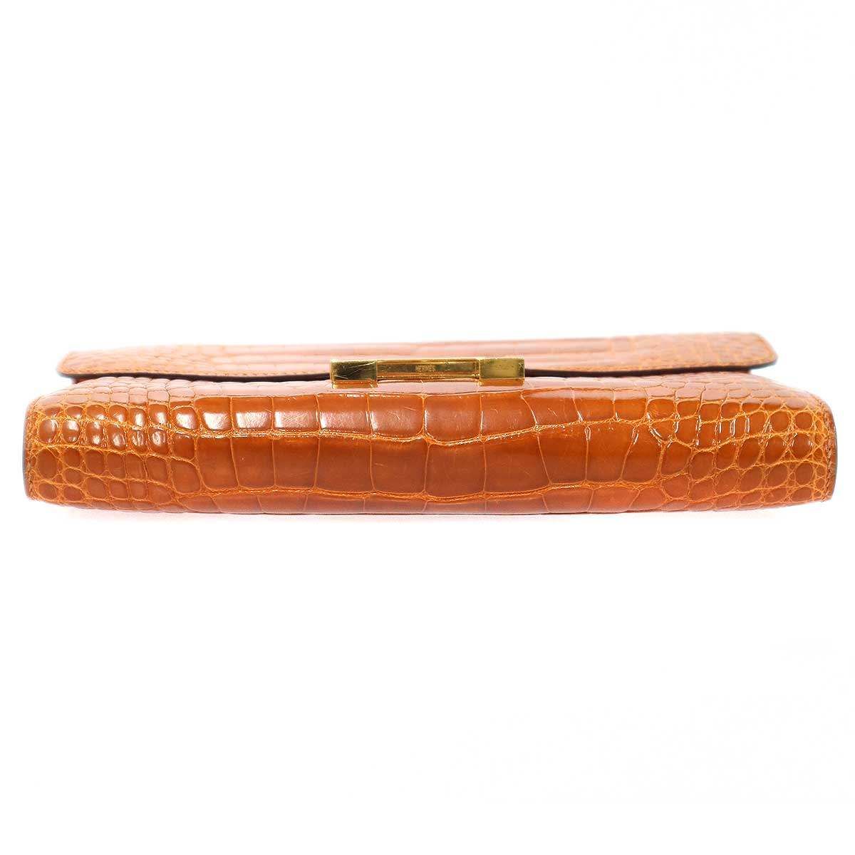 HERMES エルメス Constance Long Wallet Alligator コンスタンス アリゲーターレザーロングウォレット 長財布  キャメルブラウン系×ゴールド HERMES エルメス Constance Long Wallet Alligator コンスタンス