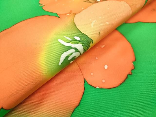 平和屋着物◎塩瀬 九寸名古屋帯 作家物 ろうけつ染め 舞花文 正絹 逸品
