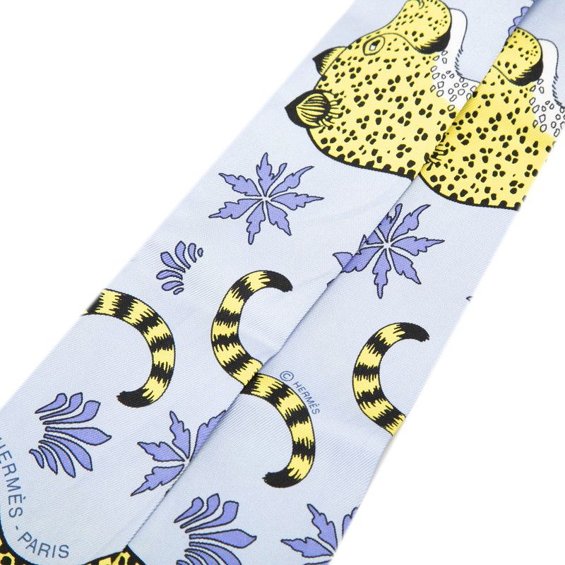 エルメス ツイリー Les Leopards レオパード スカーフ パープル マルチ