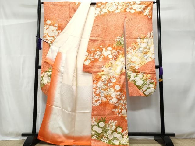 着物■豪華振袖　駒刺繍　花車文　金彩　正絹　逸品 平和屋着物□豪華振袖 駒刺繍 草花文 金彩 正絹 逸品 CABF1164fb