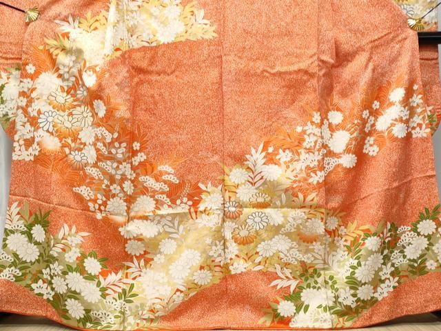 着物■豪華振袖　駒刺繍　花車文　金彩　正絹　逸品 平和屋着物□豪華振袖 駒刺繍 草花文 金彩 正絹 逸品 CABF1164fb