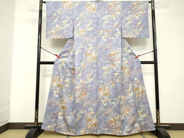 平和屋着物▽小紋　単衣　流水花文　洗える着物　AABD0367fy 平和屋着物▽小紋 単衣 流水花文 洗える着物 AABD0367fy 【公式通販】