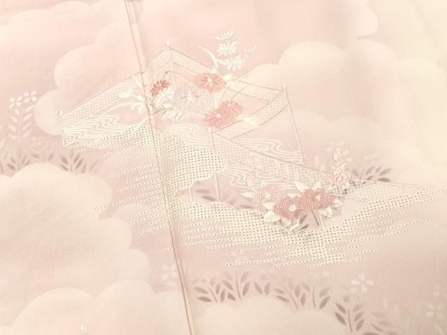 平和屋着物●訪問着　中国三大刺繍　汕頭刺繍　スワトウ刺繍　花籬文　暈し染め　金糸　正絹　逸品　AABF6199ck 平和屋本店□極上 中国三大刺繍 スワトウ刺繍 汕頭刺繍 総刺繍 訪問着