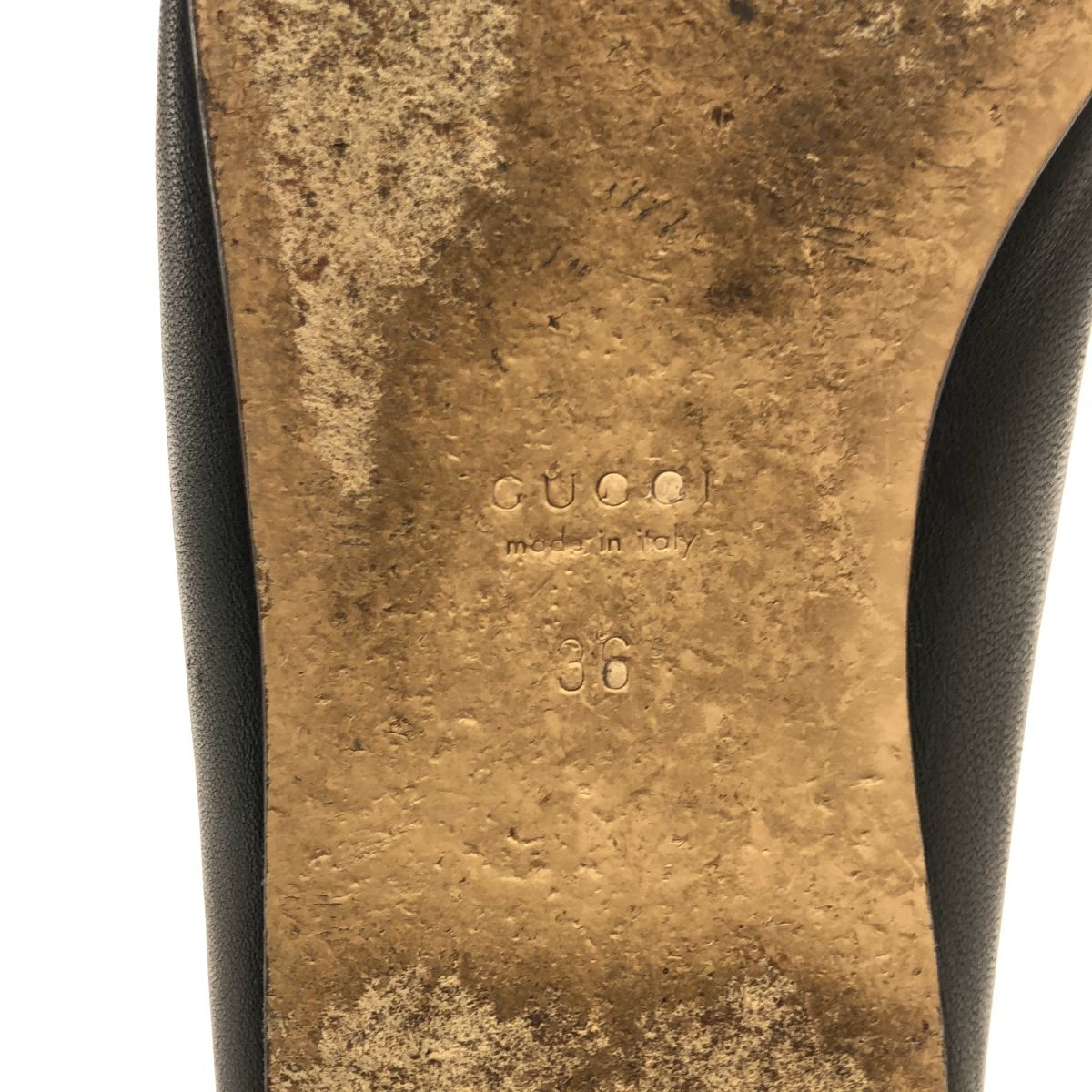 GUCCI グッチ ホースビットチェーン フラットパンプス 621161 ブラック