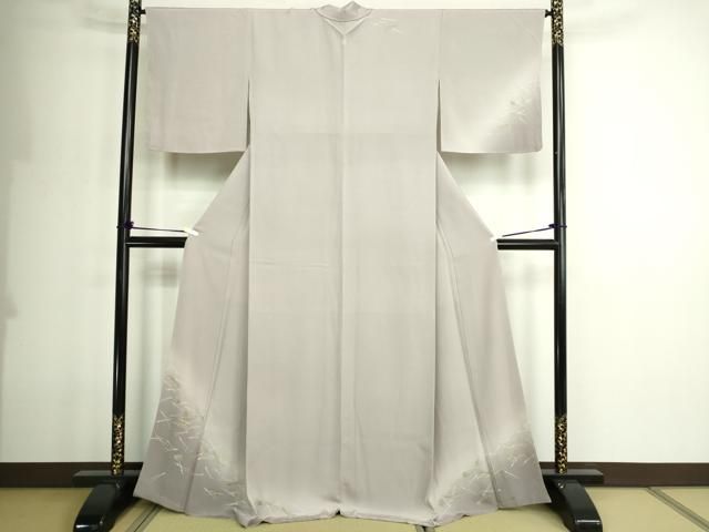 訪問着フルセット　着物　正絹　薔薇　蔓　淡いグレー　山下精悦　H3 平和屋着物□訪問着 秋草文 逸品 op3524 平和屋着物○訪問着 友禅 作家