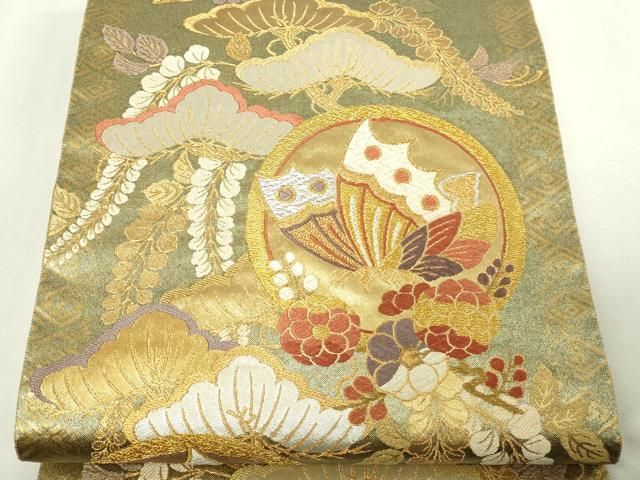 平和屋本店▼六通柄袋帯　花鳥丸文　鏡金　正絹　逸品　DABE9316sf 平和屋本店▽六通柄袋帯 花鳥丸文 鏡金 正絹 逸品 DABE9316sf - メルカリ